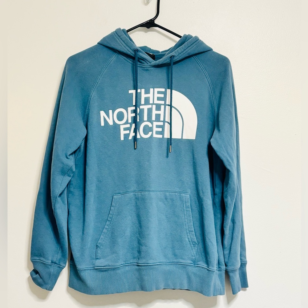 The North Face Sweater Womens Small Teal Pullover Logo Hoodie Outdoor Active